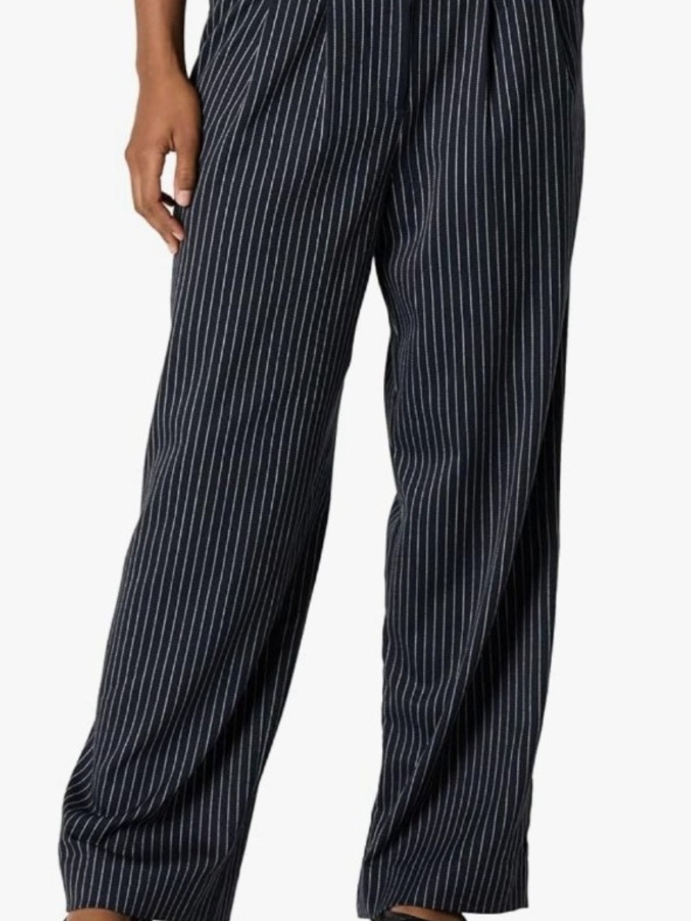 The Drop by Amazon womens pleated front blue pinstripe pants